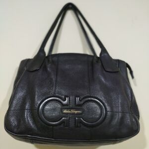 Salvatore Ferragamo Black Leather Tote Bag